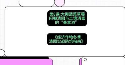 第8节：【大棚蔬菜草莓】闷棚清园与土壤消毒的&ldquo;桑拿浴&rdquo;，课程：《经济作物冬季清园&middot;实战防坑指南》#识农AI