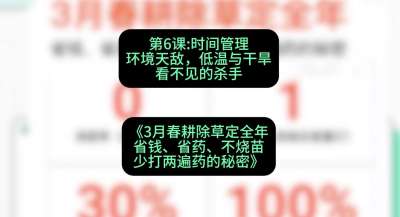第6节：时间管理环境天敌，低温与干旱&mdash;&mdash;看不见的杀手，课程：《3月春耕除草定全年：省钱、省药、不烧苗、少打两遍药的秘密》